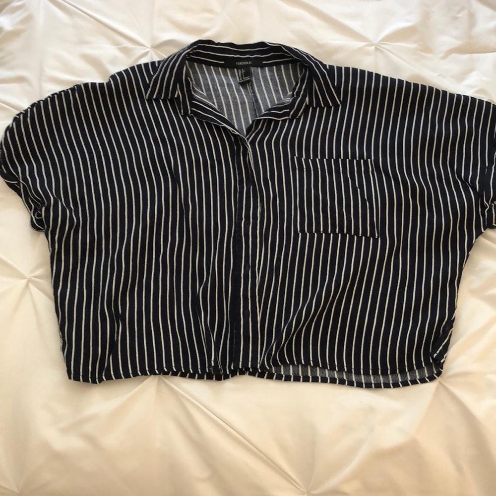 Forever 21 navy and white striped shirt